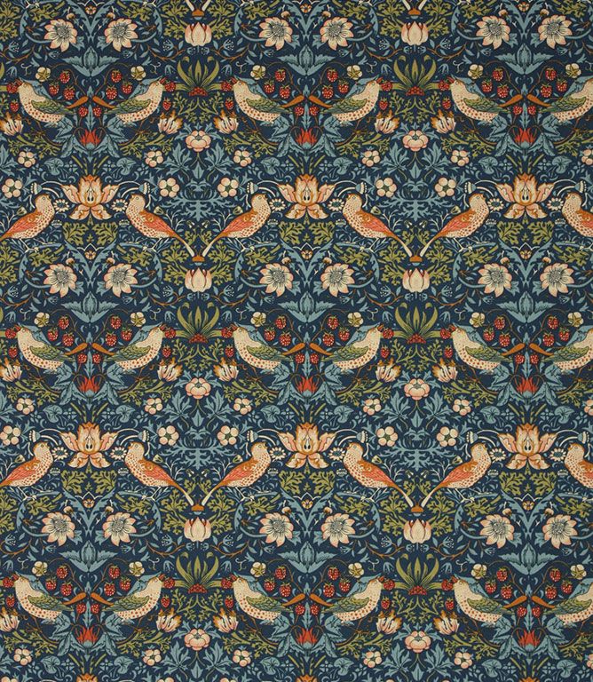 Indigo Strawberry Thief Fabric