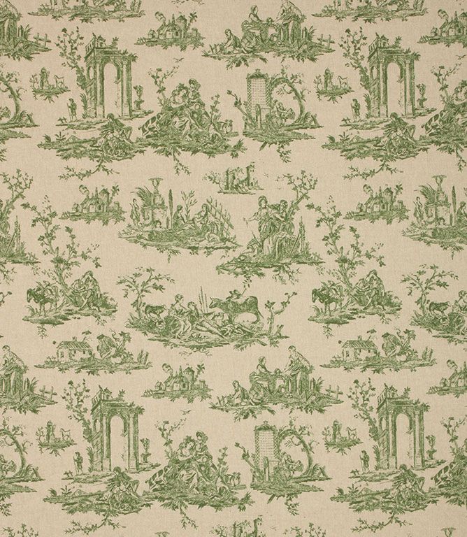 Sap Green French Toile Linen Fabric