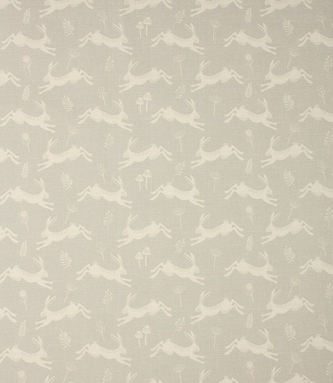 Silver Hopping Hares Fabric