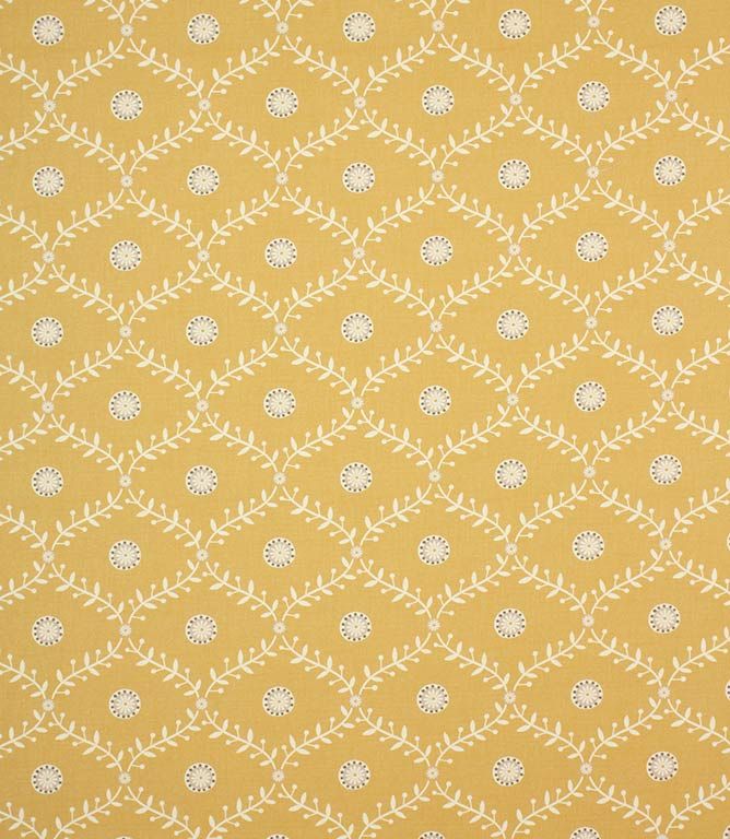 Ochre Daisy Trellis Fabric