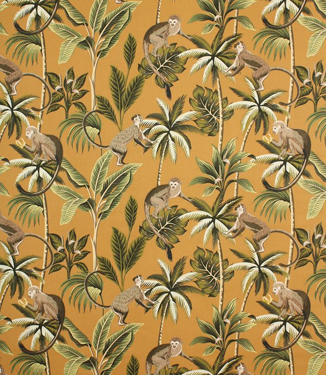 Ochre Mr Monkey Fabric