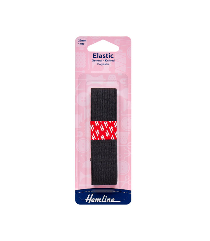 General Knitted Elastic Black 25mm