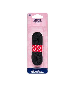 Sundries -  General Purpose Knitted Elastic: 2m x 12mm: Black