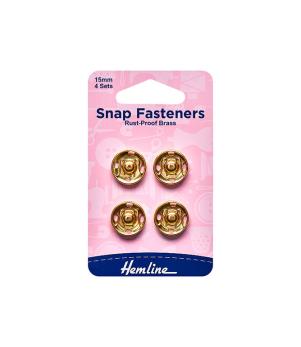 Sundries - Snap Fasteners Rust Proof Gold 15mm