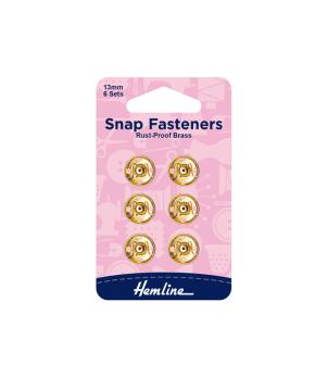 Sundries - Snap Fasteners Rust Proof Gold- Set of 6 -13mm