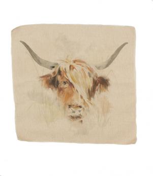 Watercolour Highland Cow Cushion Panel