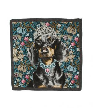 Princess Dachshund Teal Cushion Panel