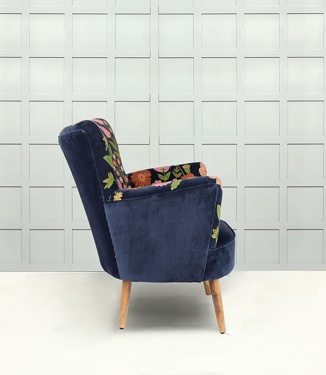 Statement Chairs  - Flora Velvet Indigo