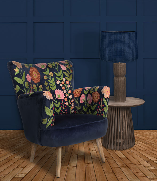 Statement Chairs  - Flora Velvet Indigo