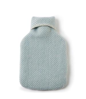 Herringbone Wool Hot Water Bottle - Duck Egg