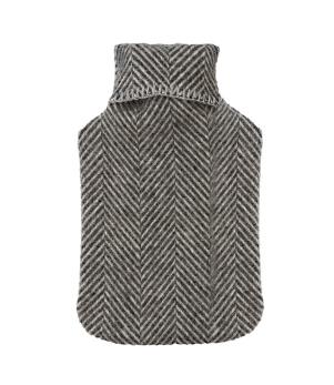 Herringbone Wool Hot Water Bottle - Slate